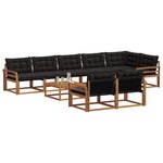 vidaXL Ensemble de canapés d'extérieur 9 Pièces Naturel et Noir
