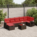 vidaXL Salon de jardin 8 Pièces avec coussins marron résine tressée