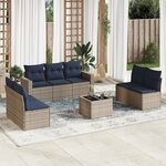 vidaXL Salon de jardin 8 Pièces avec coussins gris résine tressée