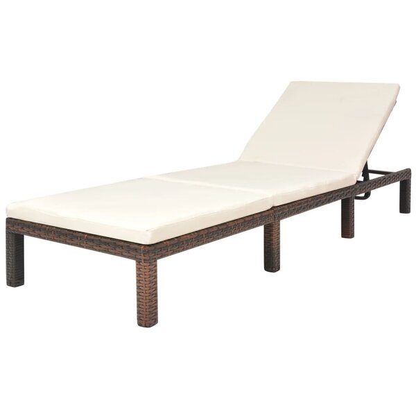 vidaXL Chaise longue avec coussin Résine tressée Marron