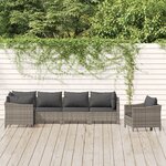 vidaXL Salon de jardin 6 Pièces avec coussins Gris Résine tressée