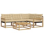 vidaXL Ensemble de canapés d'extérieur 5 Pièces Blanc et Beige