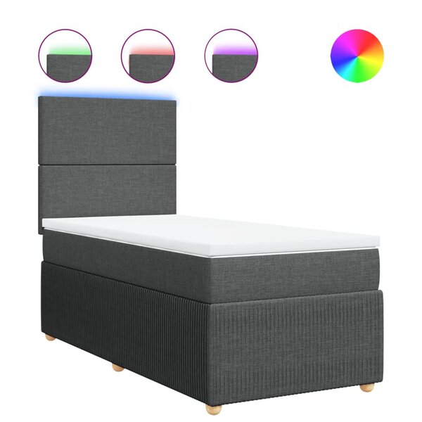 vidaXL Sommier à lattes de lit avec matelas Gris foncé 100x200cm Tissu