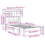 vidaXL Lit bibliothèque sans matelas cire marron 100x200 cm pin massif
