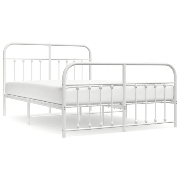 vidaXL Cadre de lit métal sans matelas et pied de lit blanc 140x200 cm