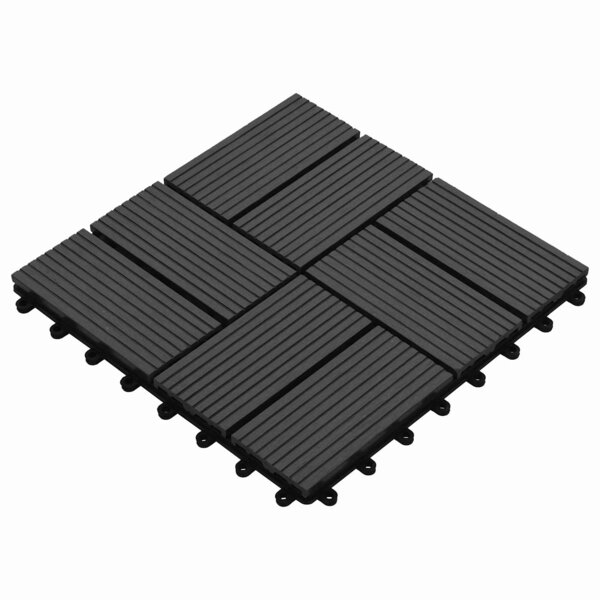 vidaXL Carreau de terrasse 11 Pièces Noir 30 x 30 cm WPC