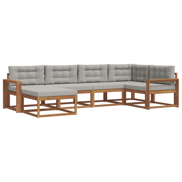 vidaXL Ensemble de canapés d'extérieur 6 Pièces Naturel et gris clair