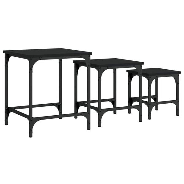 vidaXL Tables basses gigognes 3 Pièces noir bois d'ingénierie
