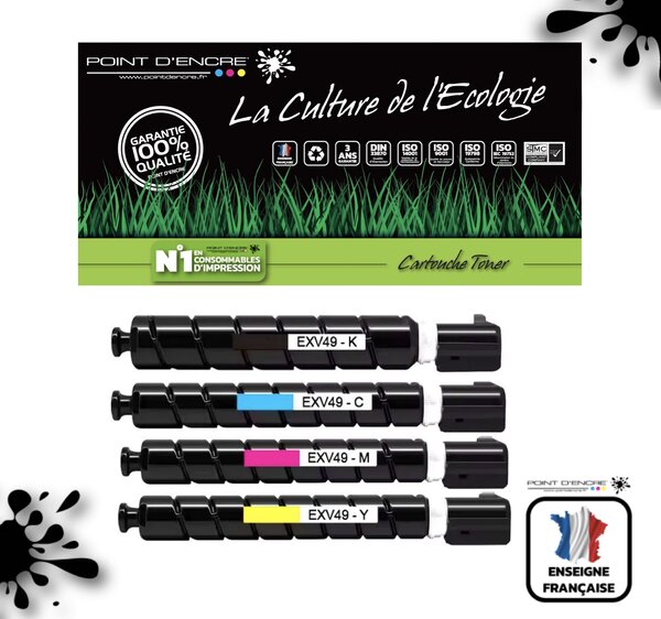 C-EXV49 - NOIR 8524B002 / CYAN 8525B002 / MAGENTA 8526B002 / JAUNE 8527B002 - Grande capacité