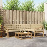 vidaXL Ensemble de canapés d'extérieur 5 Pièces Blanc et Beige