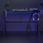 vidaXL Bureau de jeu à LED en forme de Y noir 110x60x75 cm