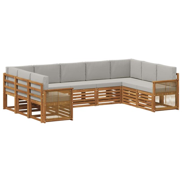 vidaXL Ensemble de canapés d'extérieur 7 pc Naturel et gris clair