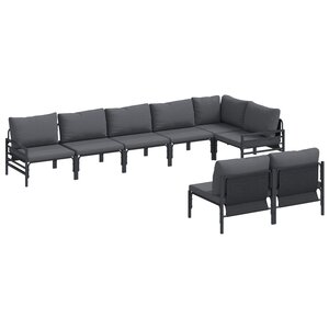 vidaXL Ensemble de canapé de jardin 8 pc Noir Acier