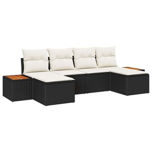 vidaXL Ensemble de canapé de jardin avec coussin 6 Pièces Noir et crème