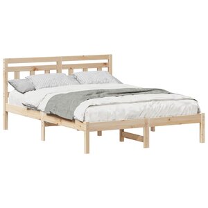 vidaXL Cadre de lit Marron 135 x 190 cm Pin massif
