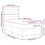 vidaXL Lit à ressort LED avec matelas Gris clair 80 x 200 cm tissu