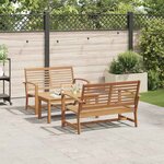 Ensemble de canapé de jardin 3 Pièces Naturel Bois de teck solide