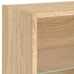 vidaXL Table de chevet murale avec lumières LED chêne sonoma