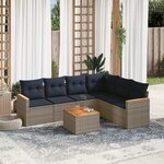 vidaXL Salon de jardin 7 Pièces avec coussins gris résine tressée