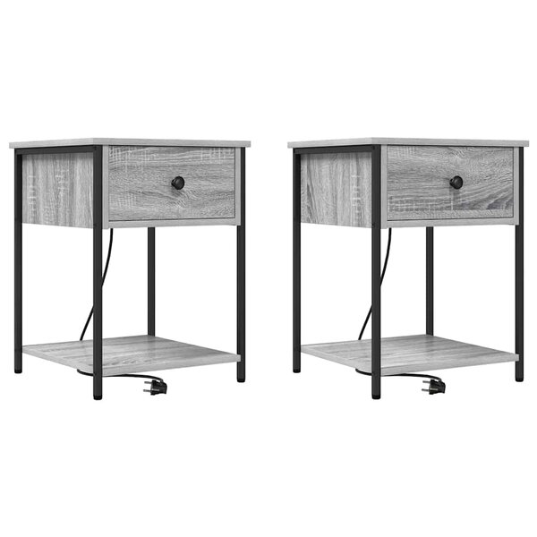 vidaXL Cabinet de chevet avec tiroir 2 Pièces Gris Sonoma 42 x 41 x 56 cm