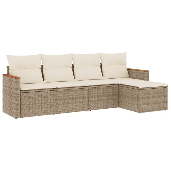 vidaXL Salon de jardin avec coussins 5 Pièces beige résine tressée