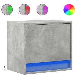 vidaXL Tables de chevet murales avec lumières LED 2 Pièces gris béton