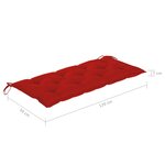 vidaXL Banc de jardin avec coussin rouge 120 cm Bois de teck massif