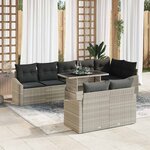 vidaXL Ensemble de canapé de jardin 9 Pièces Gris Beige 100 x 55 x 73 cm