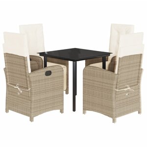 vidaXL Ensemble à manger de jardin avec coussins 5Pièces Beige poly rotin
