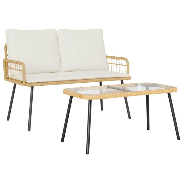 vidaXL Ensemble de salle à manger pour jardin 2 Pièces Naturel polyrotin