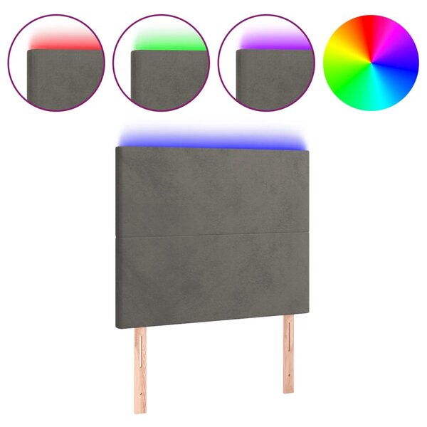 vidaXL Tête de lit à LED Gris foncé 90x5x118/128 cm Velours