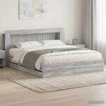 vidaXL Cadre de lit avec rangement Sonoma gris 200 x 200 cm