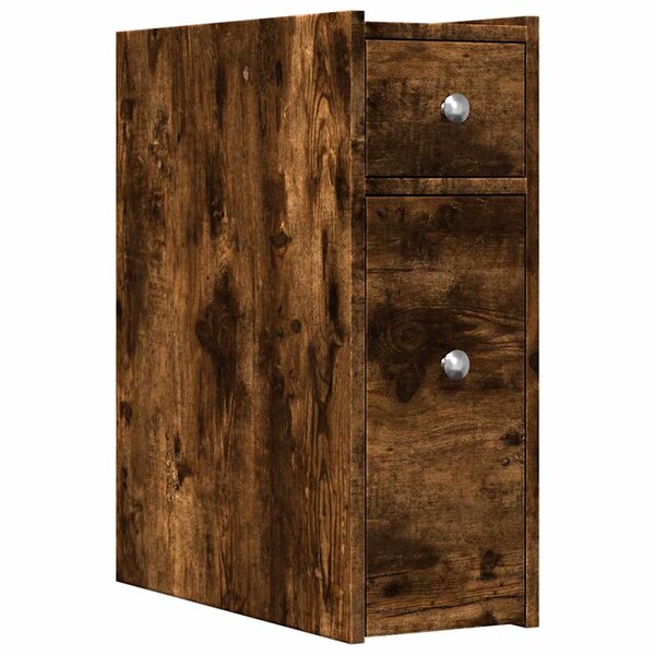 vidaXL Armoire de salle de bain étroite avec roulettes chêne fumé