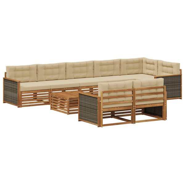 vidaXL Ensemble de canapés d'extérieur avec coussin 9 Pièces