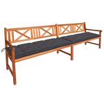 vidaXL Banc de jardin avec coussins 240 cm Bois solide d'acacia