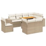 vidaXL Salon de jardin avec coussins 9 Pièces beige résine tressée