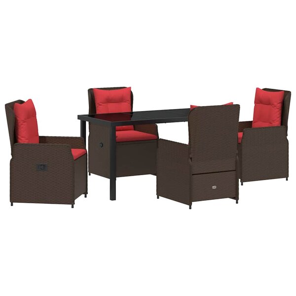 vidaXL Ensemble de salle à manger pour jardin 5 pc Marron Poly rotin