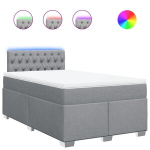 vidaXL Sommier à lattes de lit et matelas gris clair 120x190 cm tissu