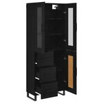 vidaXL Haut Armoire 2 Pièces Chêne noir Bois Aggloméré et Verre