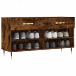 vidaXL Banc à chaussures chêne fumé 102x35x55 cm bois d'ingénierie