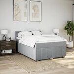 vidaXL Sommier à lattes de lit avec matelas Gris clair 140x200cm Tissu