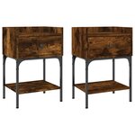 vidaXL Tables de chevet 2Pièces chêne fumé 40 5x31x60cm bois d’ingénierie