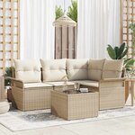 vidaXL Ensemble de canapé de jardin 5 Pièces Beige Poly rotin