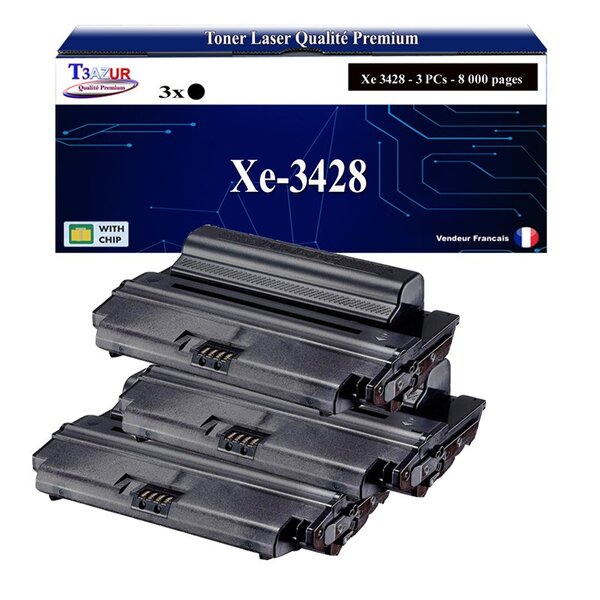 T3AZUR -3x Toners compatibles avec Xerox Phaser 3428  3428D  3428DN - Noir