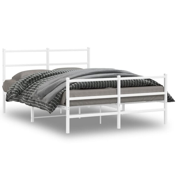 vidaXL Cadre de lit métal sans matelas et pied de lit blanc 135x190 cm