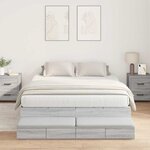 vidaXL Cadre de lit avec rangement Sonoma gris 236 5 x 160 x 31 5 cm