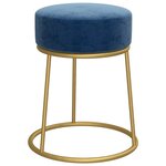 vidaXL Tabouret rond Bleu Velours
