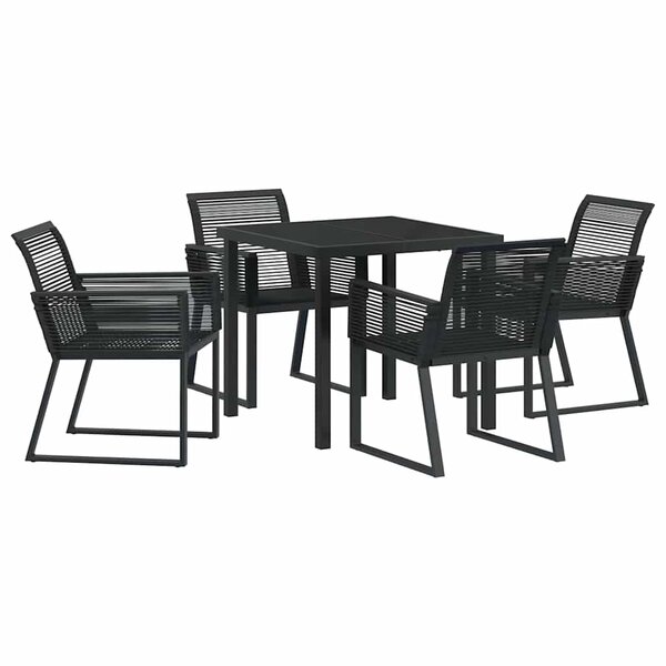 vidaXL Ensemble de salle à manger pour jardin 5 Pièces Noir Poly rotin