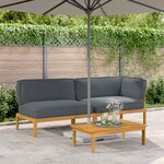 vidaXL Ensemble de Canapés Uni 3 Pièces Anthracite Bois d'Acacia Massif