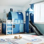 vidaXL Lit mezzanine enfants avec tour bleu 90x200 cm bois pin massif